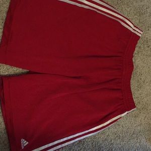 Red Adidas gym shorts